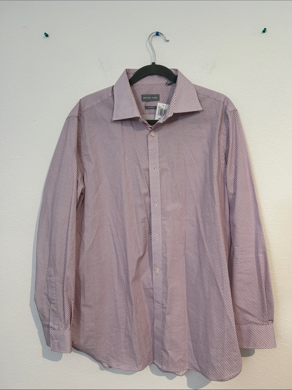 Michael Kors Men's Pink Geometric Dress Shirt